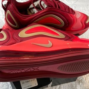 Red and gold Nike air max sneakers for women